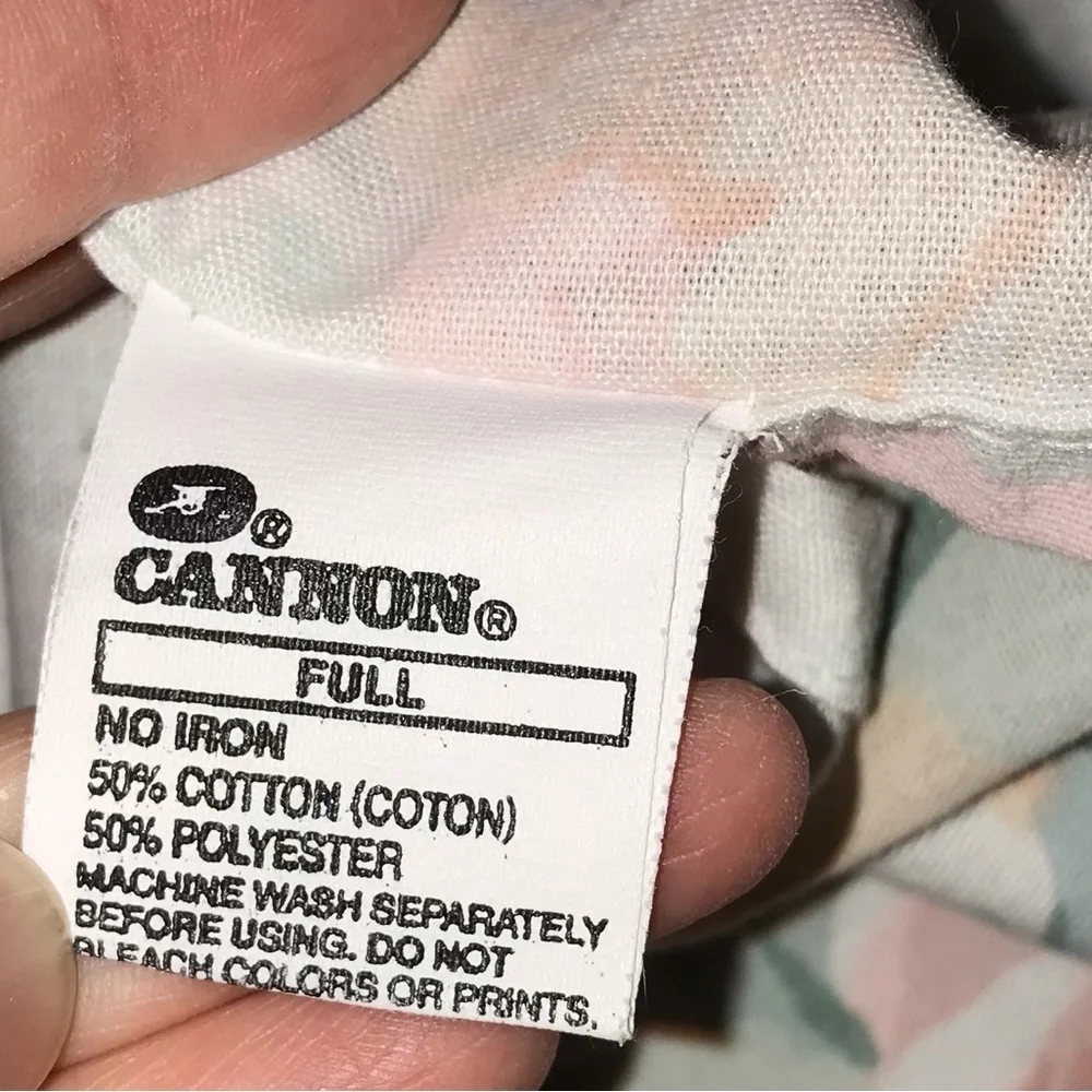 Vintage Cannon Full Size Floral Flat Sheet No Iron